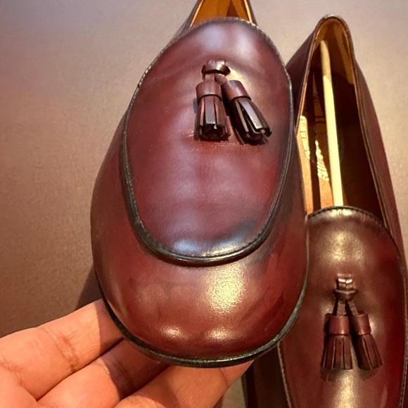 Tod's Burgundy Leather Loafers with Tassels - Picture 10 of 12